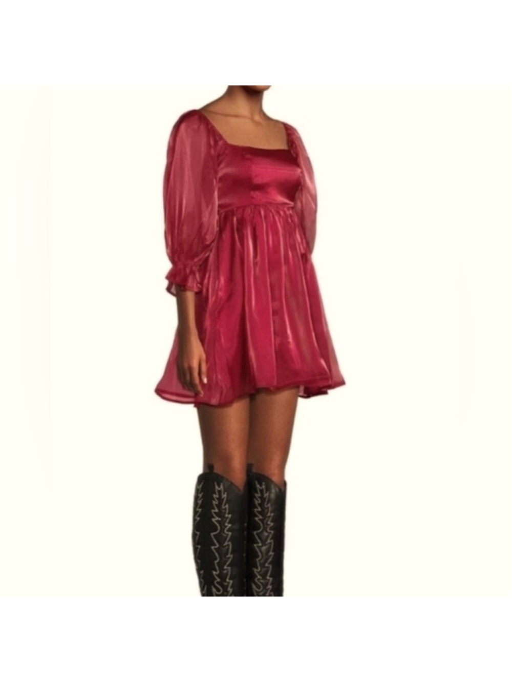 Thirty Thirty LA Chiffon Babydoll Dress Red Mini Medium Sexy Chic Shiny Red $69 - Picture 5 of 10